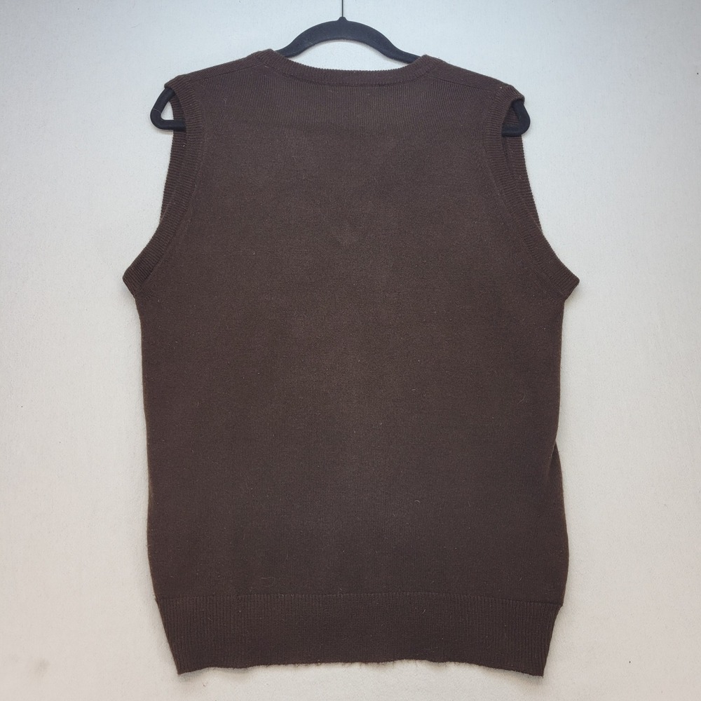 KP Sweater Vest Mens M Brown V-Neck Knit Solid Classic Layering Made in‎ Poland - Picture 2 of 8